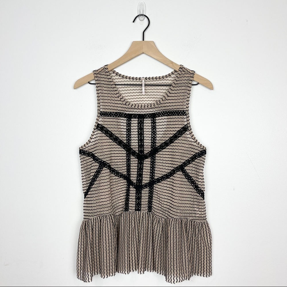 Free People | Lace and Stripe Peplum Top